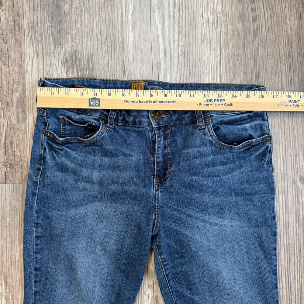KUT from the Kloth High Rise Skinny Jeans Blue Wash Frayed Hem Size 14 - Picture 5 of 7